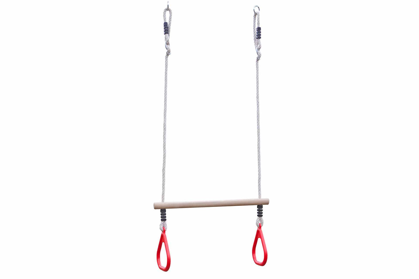 Holztrapez mit Kunststoffringen (rot)