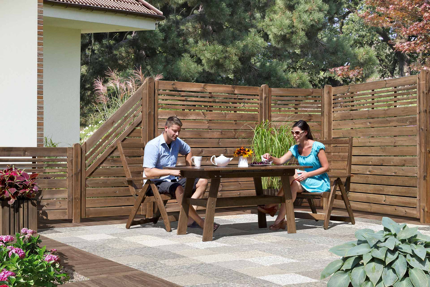 Designzaun SINA aus Holz