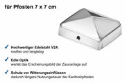 Pfostenkappe Pyramide 7x7cm aus V2A Edelstahl