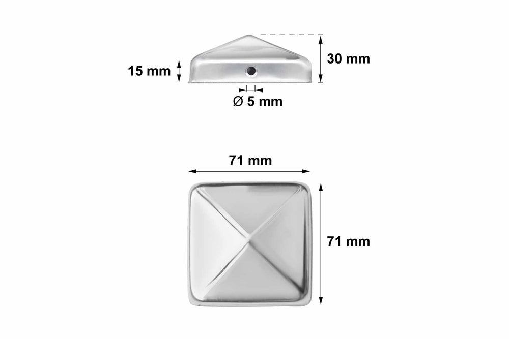 Pfostenkappe Pyramide 7x7cm aus V2A Edelstahl