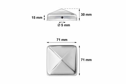Pfostenkappe Pyramide 7x7cm aus V2A Edelstahl