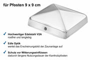 Pfostenkappe Pyramide 9x9cm aus V2A Edelstahl