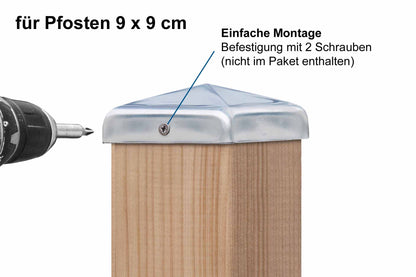 Pfostenkappe Pyramide 9x9cm aus V2A Edelstahl