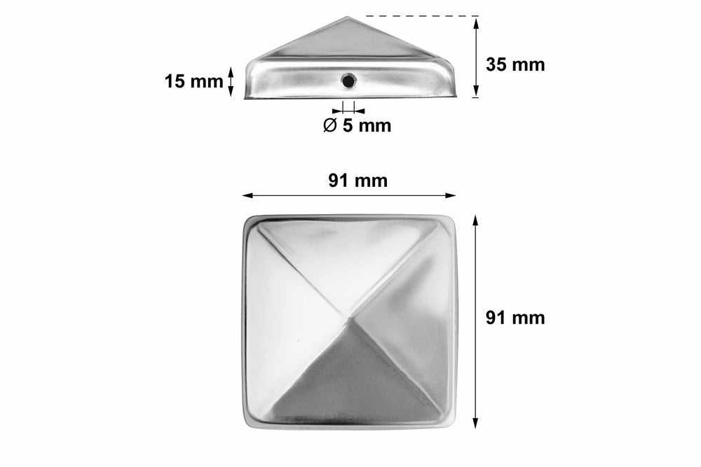 Pfostenkappe Pyramide 9x9cm aus V2A Edelstahl