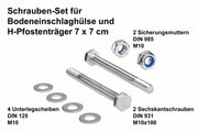 Schrauben-Set für H-Pfostenträger und Einschlagbodenhülse 7x7cm