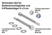 Schrauben-Set für H-Pfostenträger und Einschlagbodenhülse 9x9cm