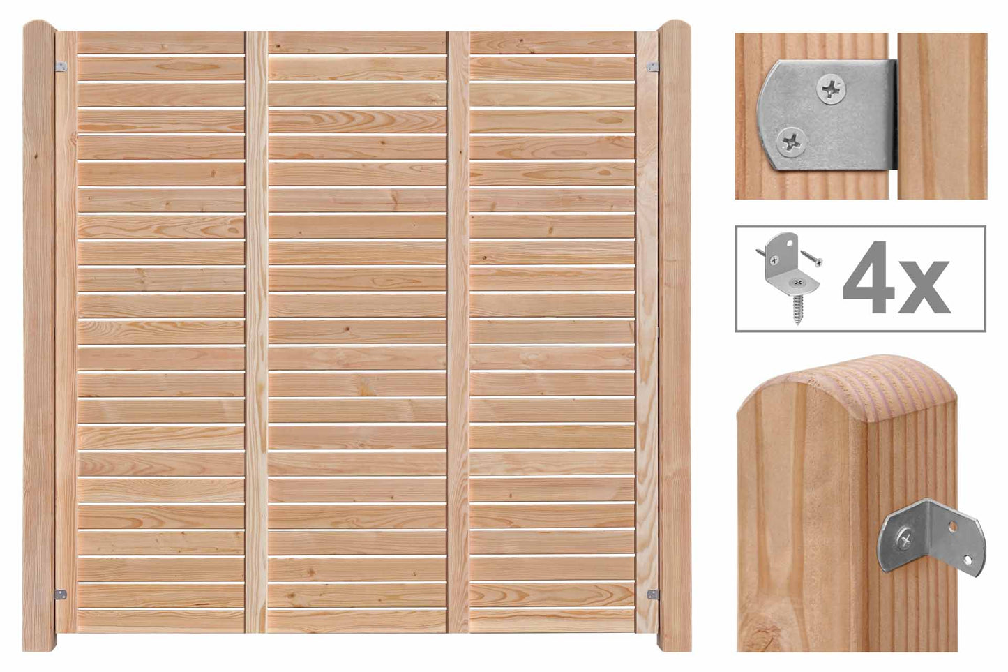 Zaunhalter aus V2A Edelstahl für Holz-Pfosten, 4er-Set, inkl. Schrauben