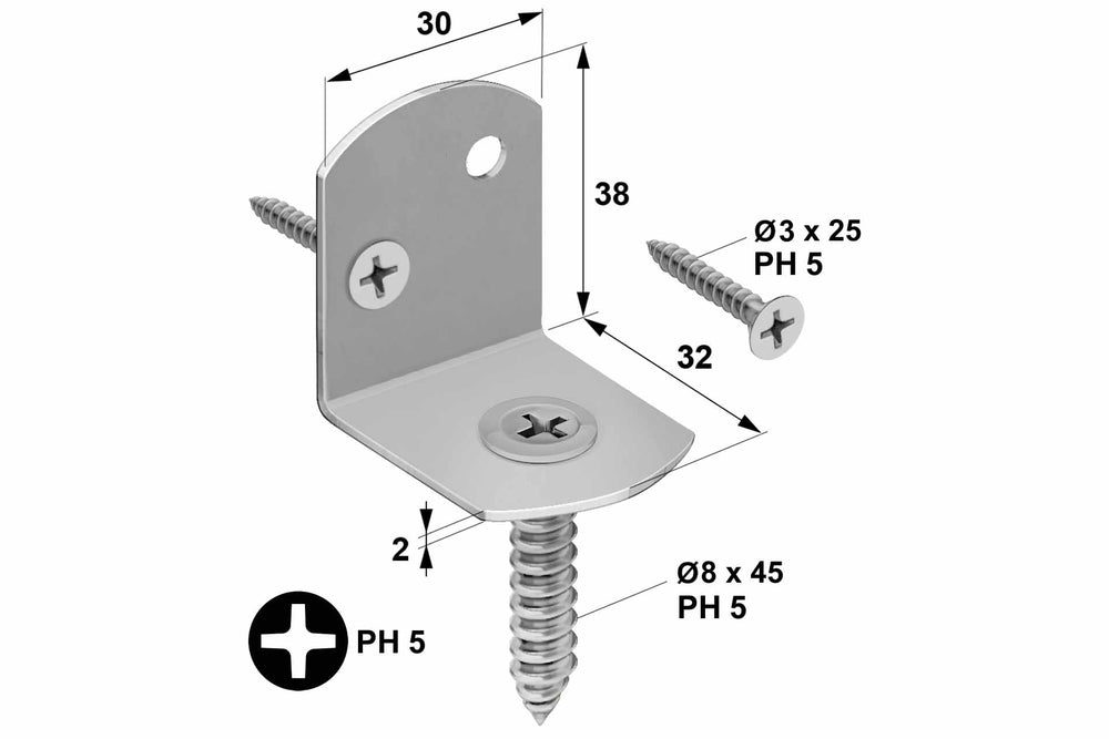 Zaunhalter aus V2A Edelstahl für Holz-Pfosten, 4er-Set, inkl. Schrauben