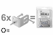 PREMIUM-Zaunhalter aus V2A Edelstahl für ALU-Pfosten, 6er-Set, inkl. Schrauben