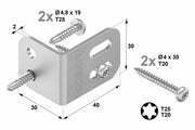 PREMIUM-Zaunhalter aus V2A Edelstahl für ALU-Pfosten, 6er-Set, inkl. Schrauben