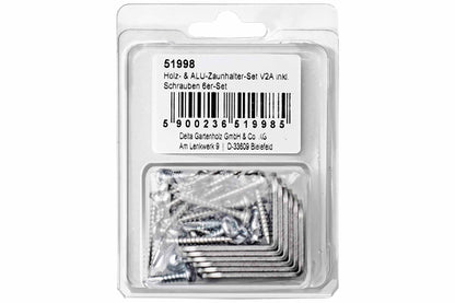 PREMIUM-Zaunhalter aus V2A Edelstahl für ALU-Pfosten, 6er-Set, inkl. Schrauben