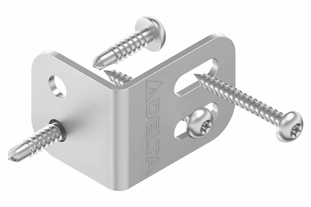 PREMIUM-Zaunhalter aus V2A Edelstahl für ALU-Pfosten, 6er-Set, inkl. Schrauben