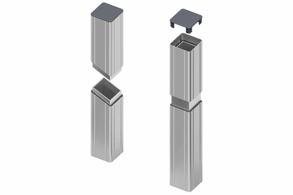 BASIC Alu-Torpfosten 7x7x235 cm 2er-Set (silber) zum Einbetonieren
