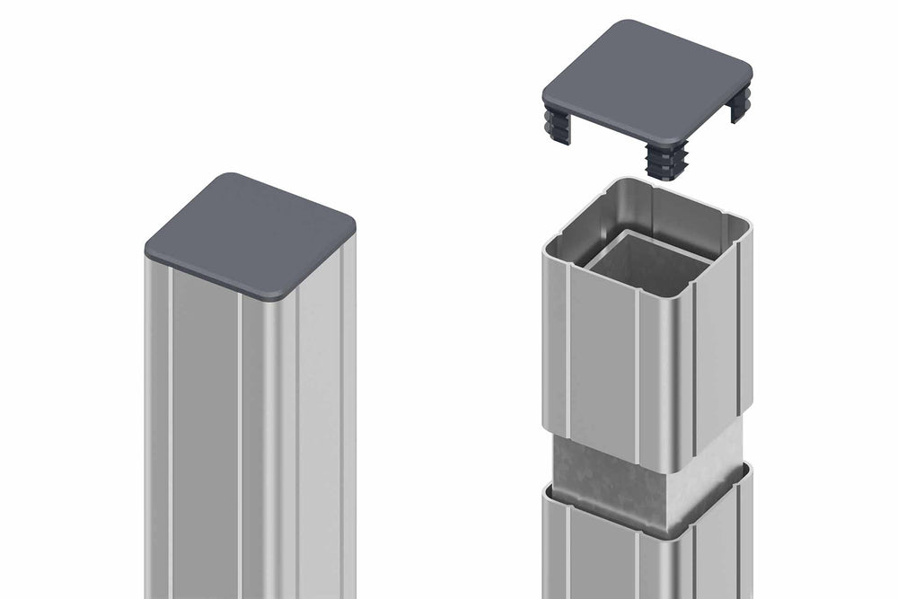 BASIC Alu-Torpfosten 7x7x235 cm 2er-Set (silber) zum Einbetonieren