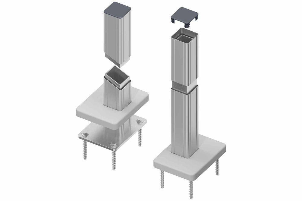 BASIC Alu-Torpfosten 7x7x190 cm 2er-Set (silber) zum Aufdübeln