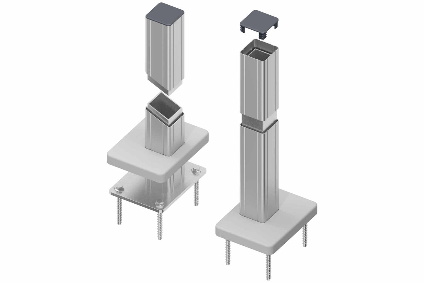 BASIC Alu-Torpfosten 7x7x190 cm 2er-Set (silber) zum Aufdübeln