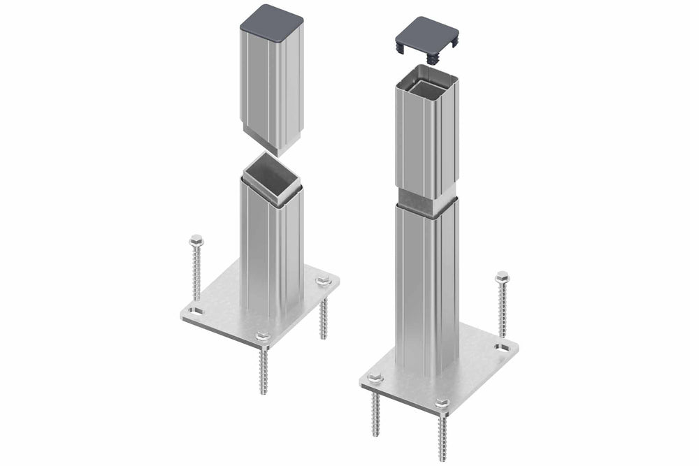 BASIC Alu-Torpfosten 7x7x190 cm 2er-Set (silber) zum Aufdübeln