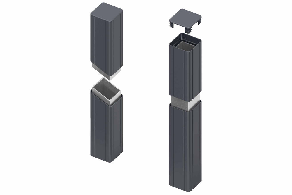 BASIC Alu-Torpfosten 7x7x235 cm 2er-Set (anthrazit) zum Einbetonieren