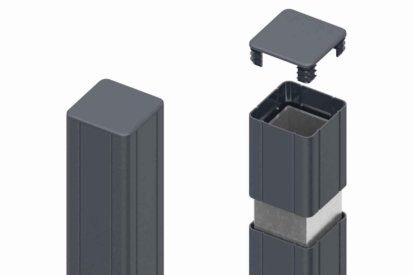 BASIC Alu-Torpfosten 7x7x235 cm 2er-Set (anthrazit) zum Einbetonieren