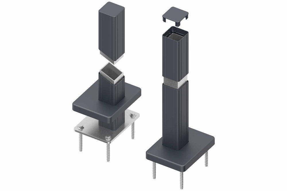 BASIC Alu-Torpfosten 7x7x190 cm 2er-Set (anthrazit) zum Aufdübeln