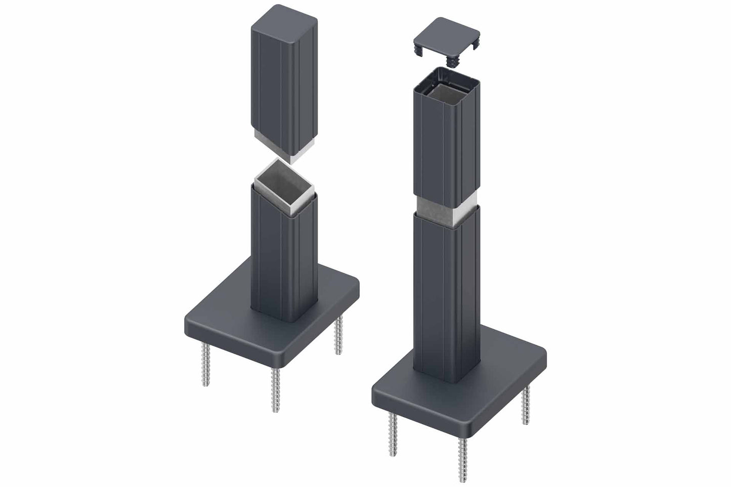 BASIC Alu-Torpfosten 7x7x190 cm 2er-Set (anthrazit) zum Aufdübeln