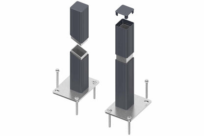 BASIC Alu-Torpfosten 7x7x190 cm 2er-Set (anthrazit) zum Aufdübeln