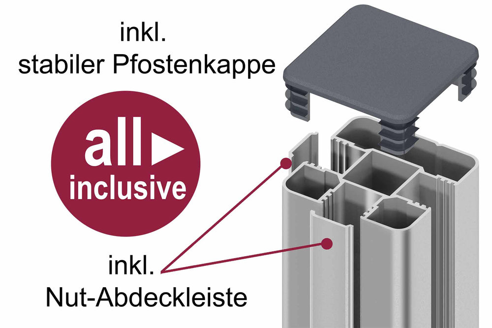 EASY-FENCE ALU-Pfosten, silber 7x7x190cm
