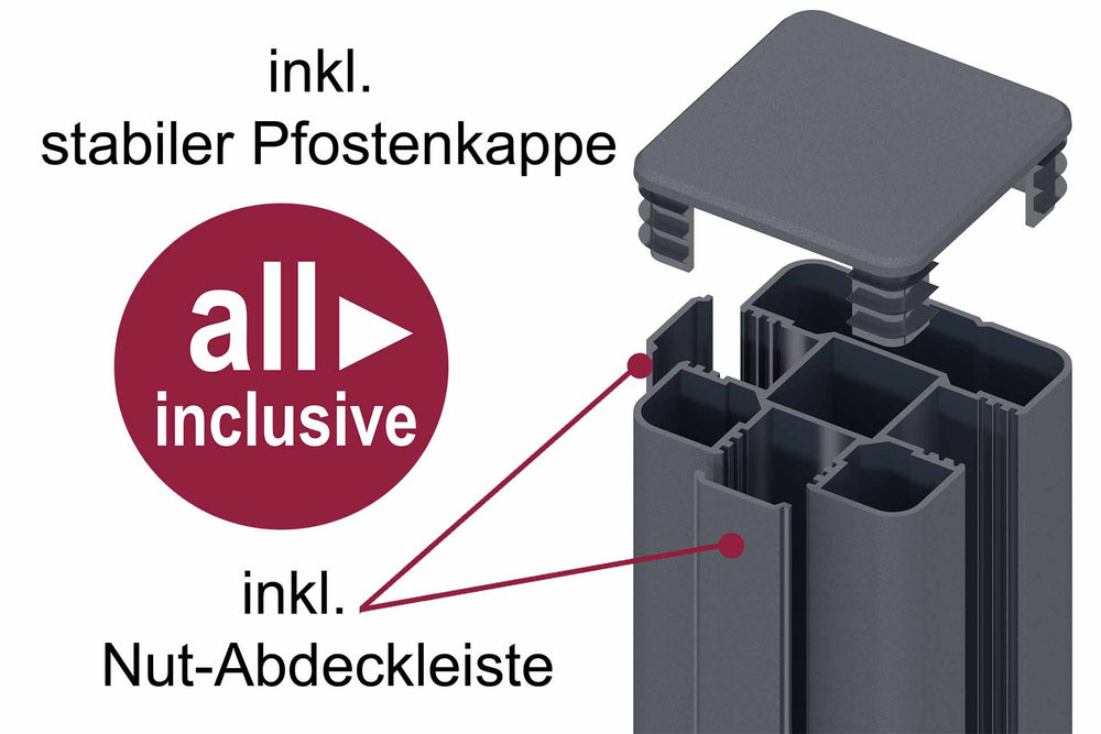 EASY-FENCE ALU-Pfosten, anthrazit 7x7x235cm