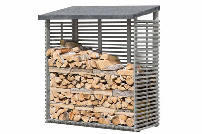Kaminholzregal FLAMMO S mit Rückwand, grau 1,8 m³