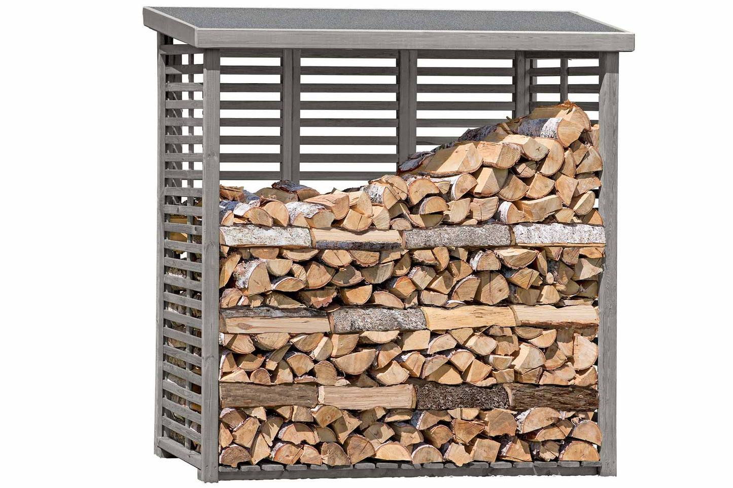 Kaminholzregal FLAMMO L mit Rückwand, grau 2,0 m³