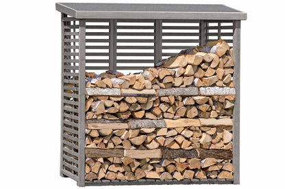 Kaminholzregal FLAMMO L mit Rückwand, grau 2,0 m³