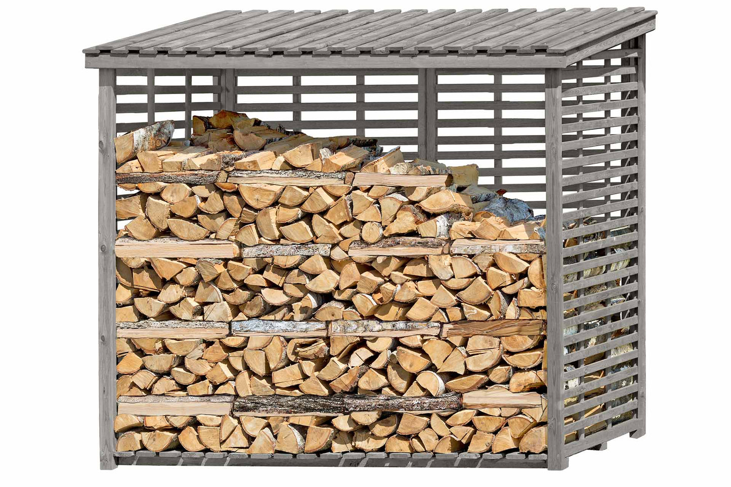 Kaminholzregal FLAMMO XL mit Rückwand, grau 3,8 m³