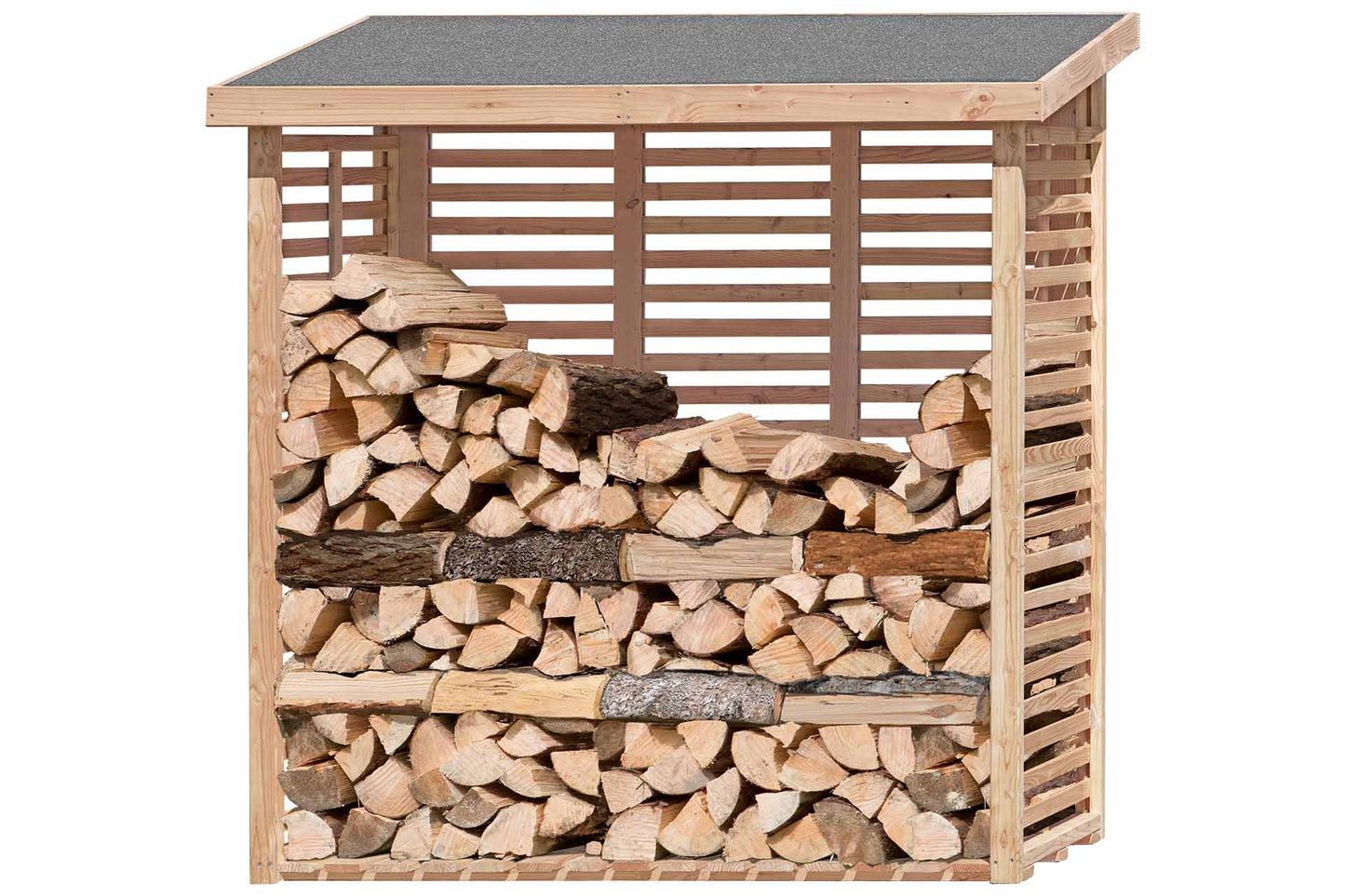 Kaminholzregal KAMO L mit Rückwand, Lärche 2,0 m³