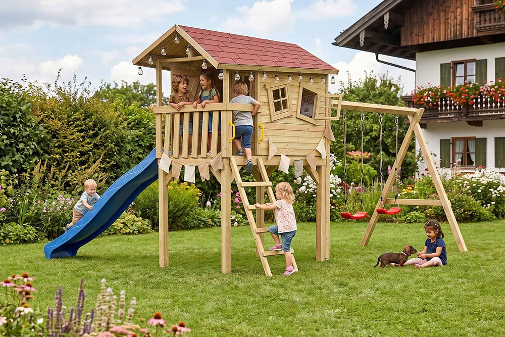 CRAZY Benny Design-Spielhaus mit Schaukel