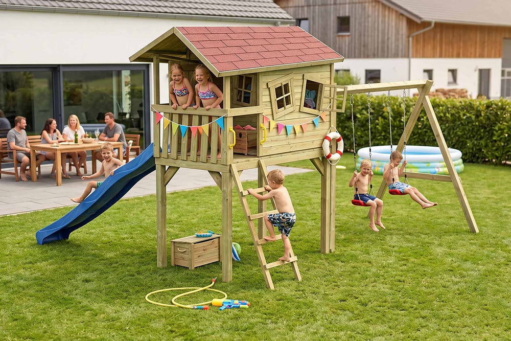 CRAZY Benny Design-Spielhaus mit Schaukel
