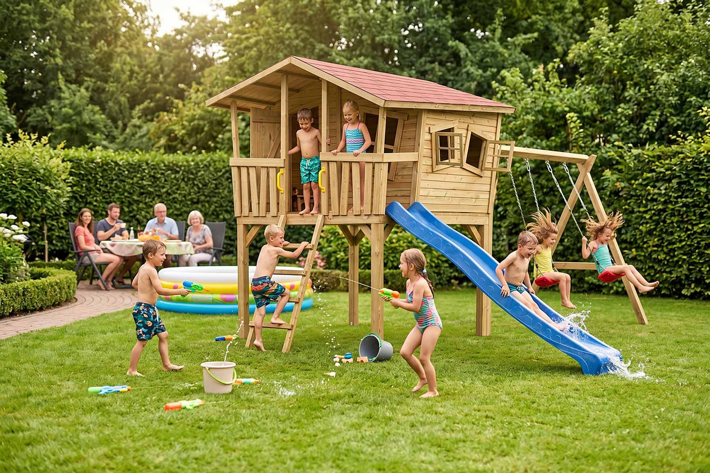 CRAZY Leon Design-Stelzenhaus mit Schaukel