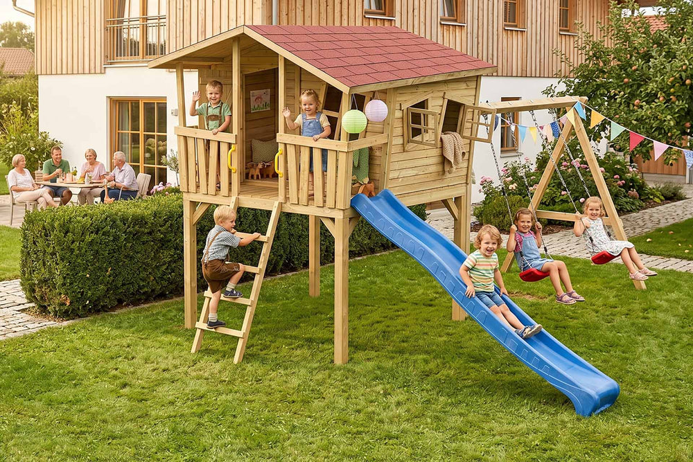 CRAZY Leon Design-Stelzenhaus mit Schaukel