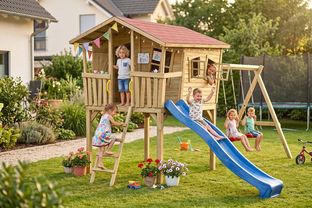 CRAZY Leon Design-Stelzenhaus mit Schaukel