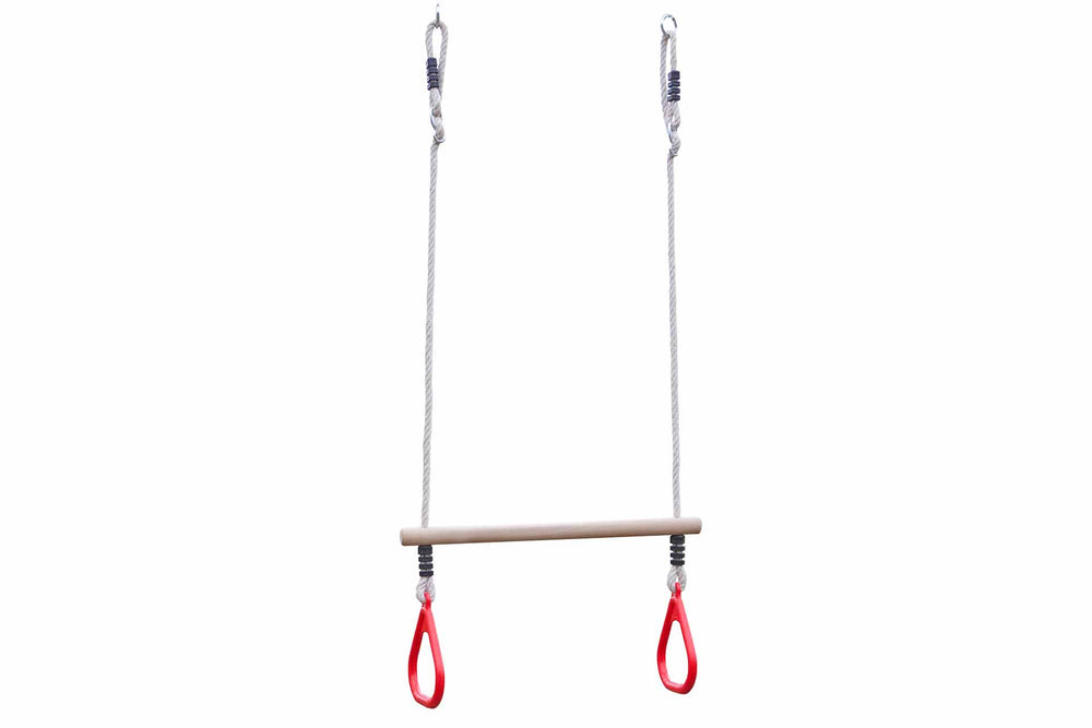 Holztrapez mit Kunststoffringen (rot)