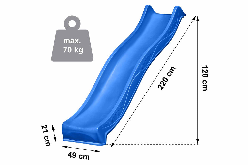 Wellenrutsche 220 cm für Podesthöhe 120 cm (Blau)