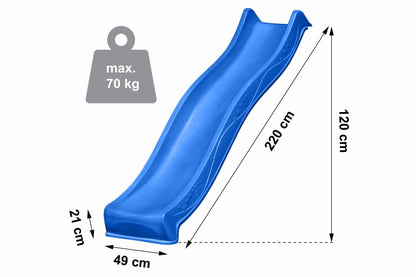 Wellenrutsche 220 cm für Podesthöhe 120 cm (Blau)