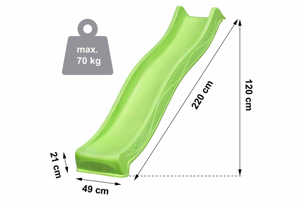 Wellenrutsche 220 cm für Podesthöhe 120 cm (Limongrün)