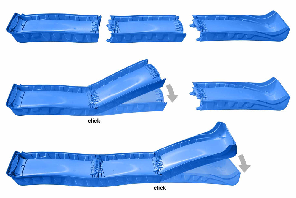Wellenrutsche 290 cm für Podesthöhe 140–150 cm (Blau)
