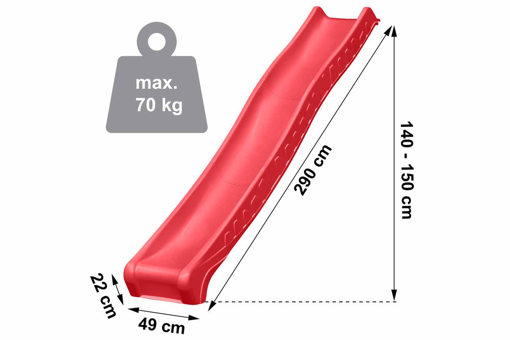 Wellenrutsche 290 cm für Podesthöhe 140–150 cm (Rot)