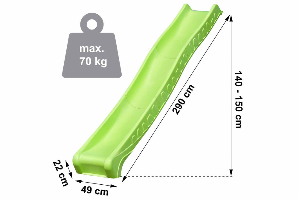 Wellenrutsche 290 cm für Podesthöhe 140–150 cm (Limongrün)