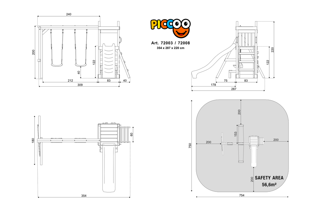 ACTIVE Kletterturm aus Holz Piccoo Play+