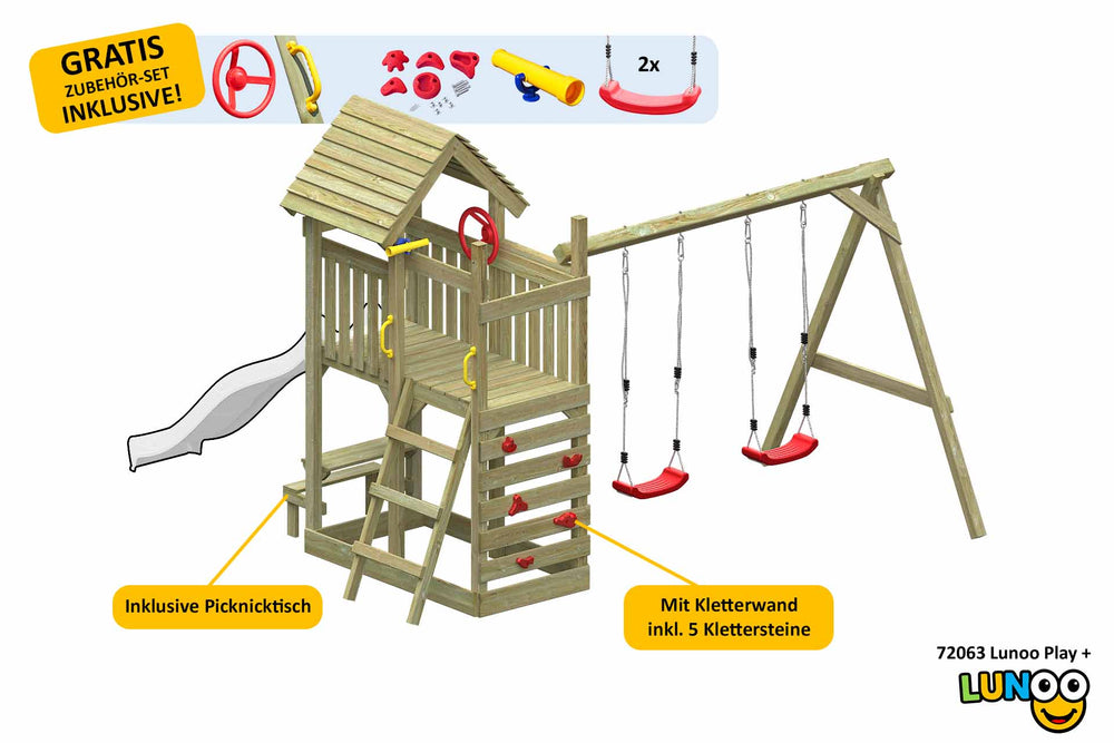 ACTIVE Kletterturm aus Holz Lunoo Play+