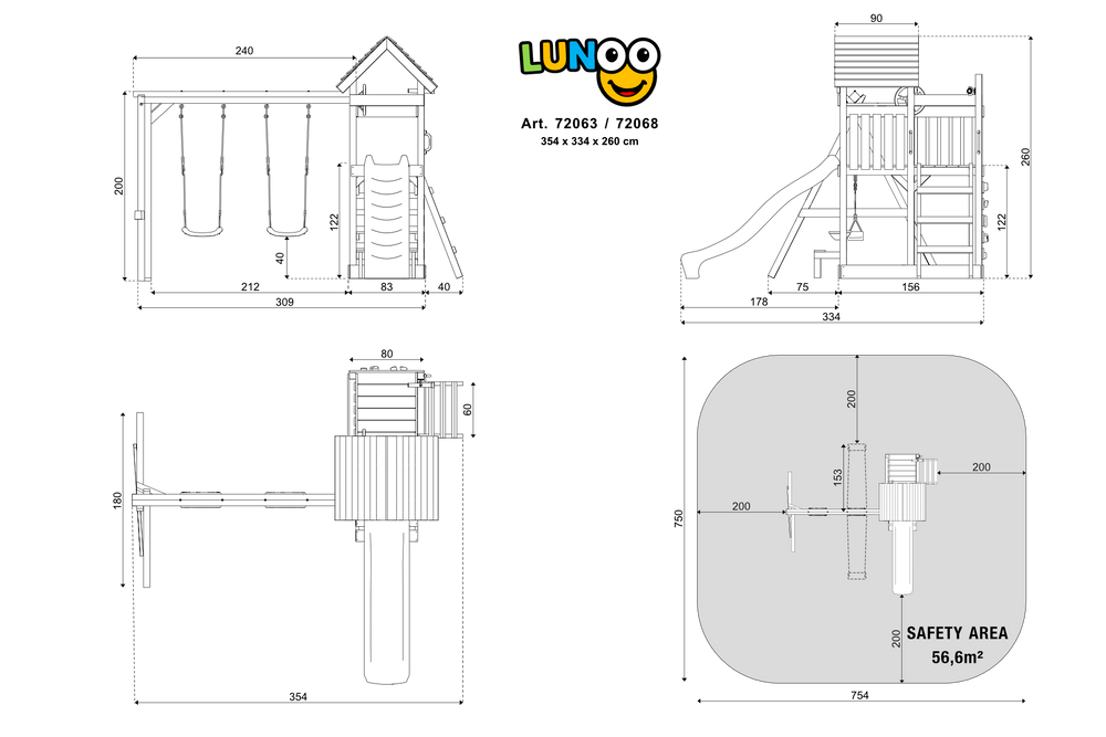 ACTIVE Kletterturm aus Holz Lunoo Play+