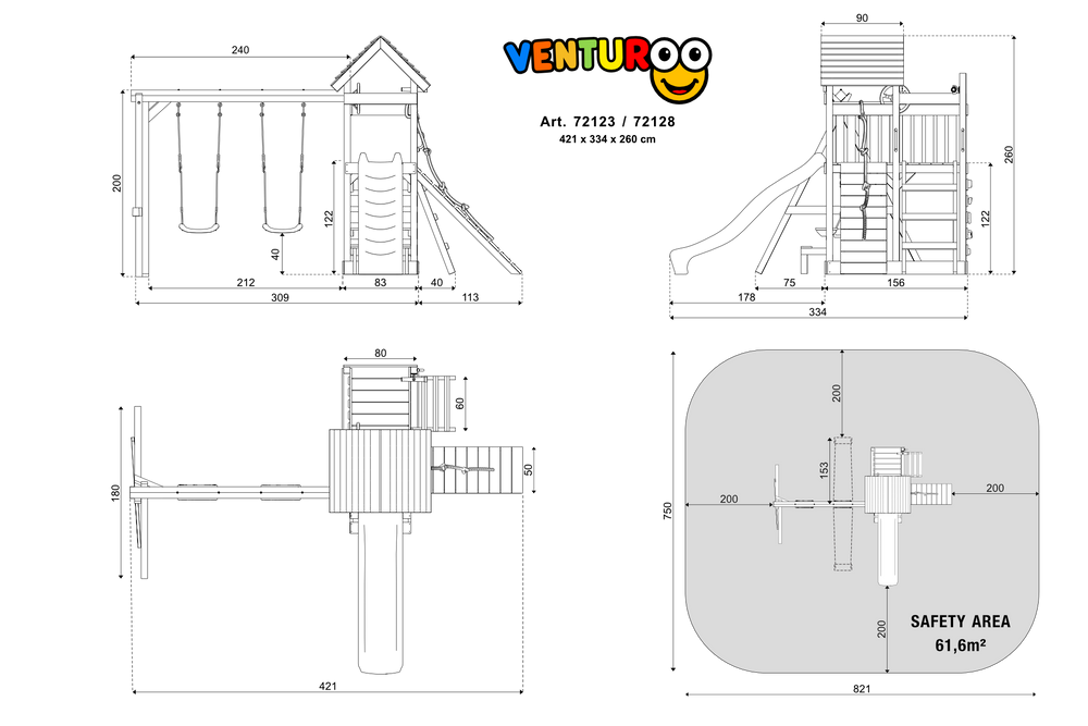 ACTIVE Kletterturm aus Holz Venturoo Play+