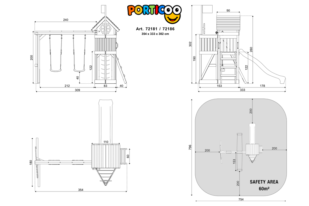 ACTIVE Spielturm aus Holz Porticoo Play
